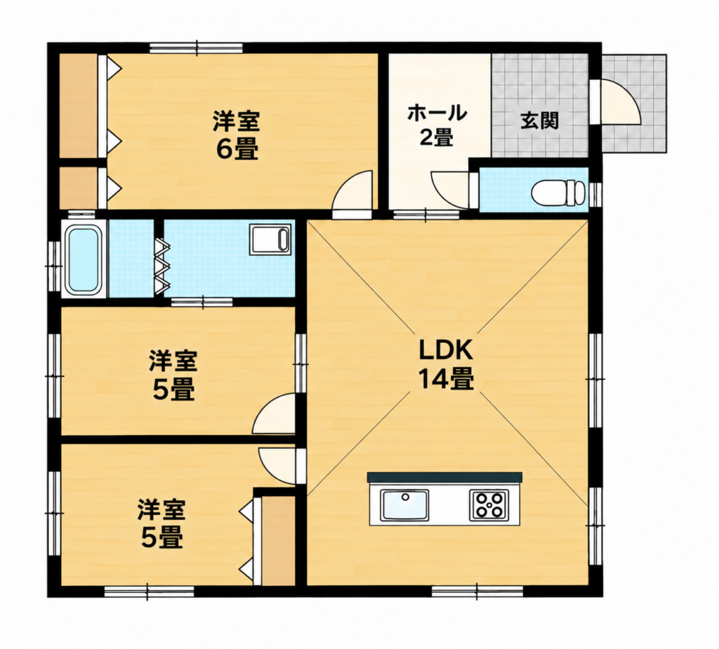 鹿屋市横山町 賃貸一戸建て 3LDK 間取り図